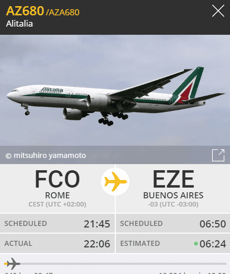 Captura de FlyRadar.