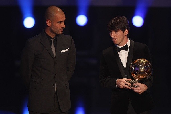 Messi y Guardiola, juntos en el Balón de Oro. (Getty)