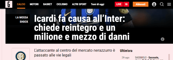 La portada de “La Gazzetta dello Sport”.