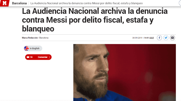 Messi Fue Sobreseído En Una Causa Por Blanqueo De Capitales En España