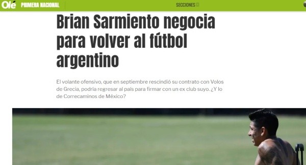 La información del diario 'Olé'.