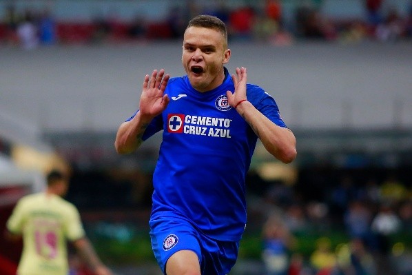 Rodríguez celebra su anotación frente al América por el Apertura 2019.