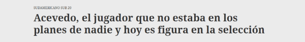 La imagen que dio Acevedo en el Sudamericano Sub 20 de 2019 (Diario Ovación)