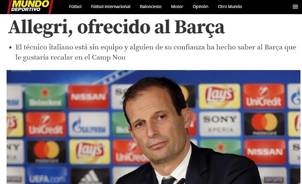 La información de 'Mundo Deportivo'.