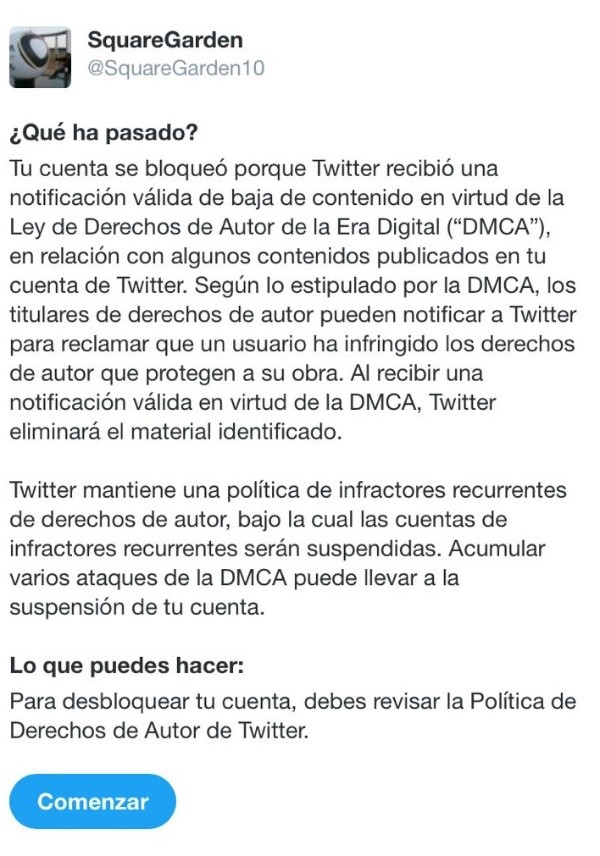 Imagen de bloqueo de cuenta en Twitter Imagen de bloqueo de cuenta en Twitter