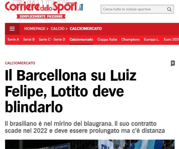 La información de 'Corriere dello Sport'.