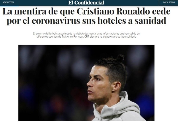 Noticia sobre los hoteles de Cristiano