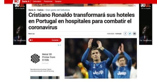 Noticia de Marca sobre Cristiano Ronaldo