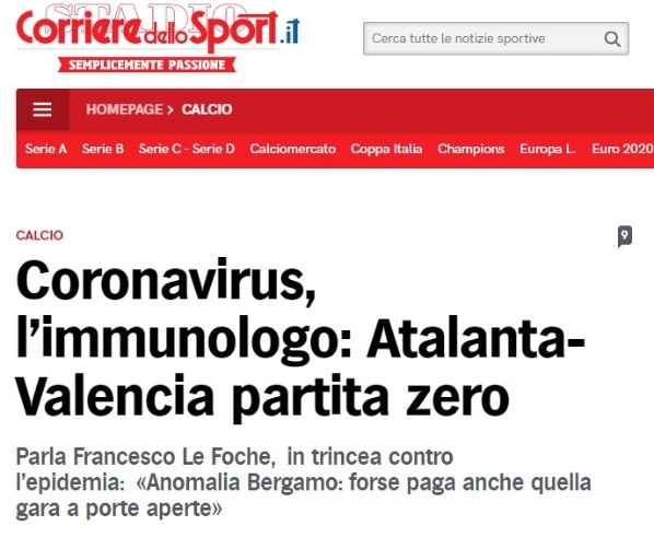 La noticia de &#039;Corriere dello Sport&#039;.