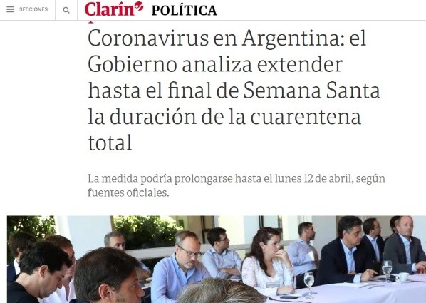 La información de 'Clarín'.