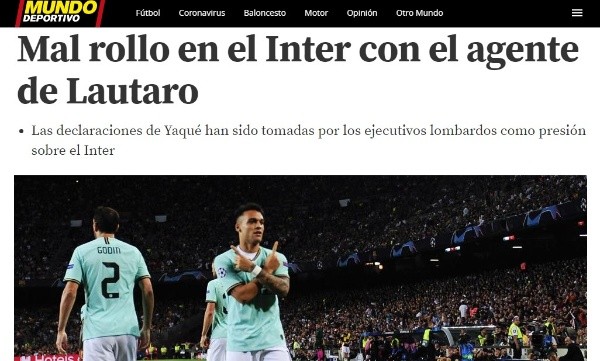 La información de 'Mundo Deportivo'.