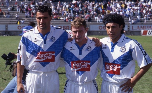 Michel, Butragueño y Hugo Sánchez con el Celaya