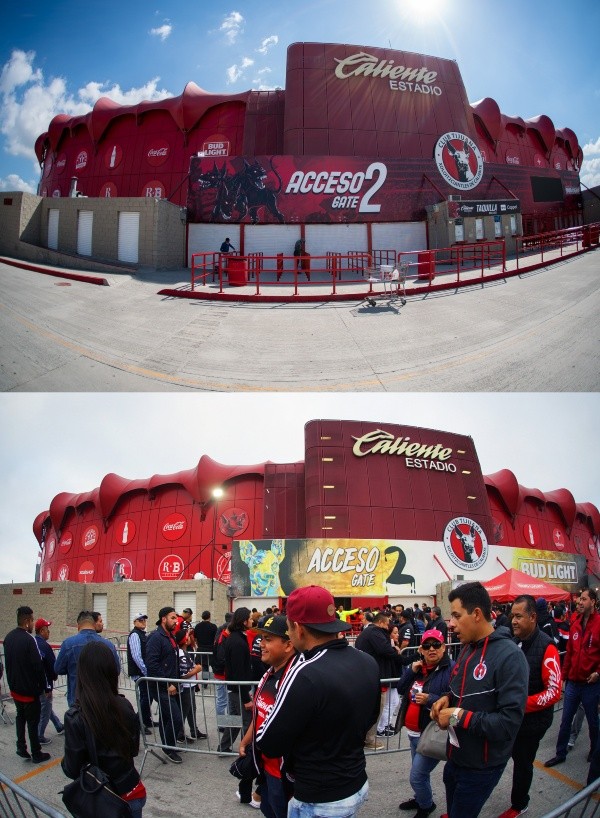 Estadio Caliente, Tijuana, antes y despues de la pandemia.