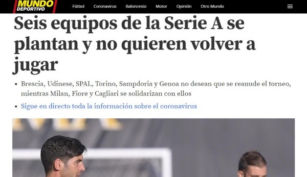 La información de 'Mundo Deportivo'.