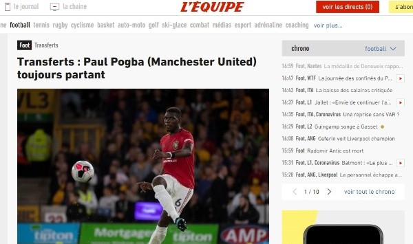 La información de L'Equipe.