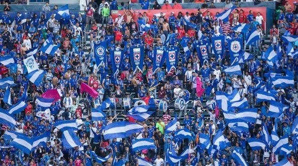 Cruz Azul fans supporting their team during a Liga MX game.