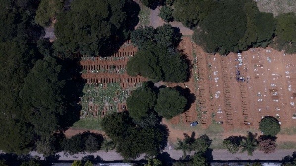 Un cementerio en Sao Paulo por los muertos por el COVID-19. (Foto: Getty)