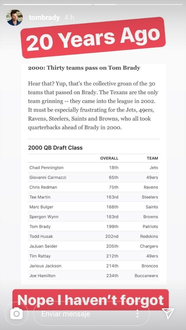 Tomada de: @Tombrady