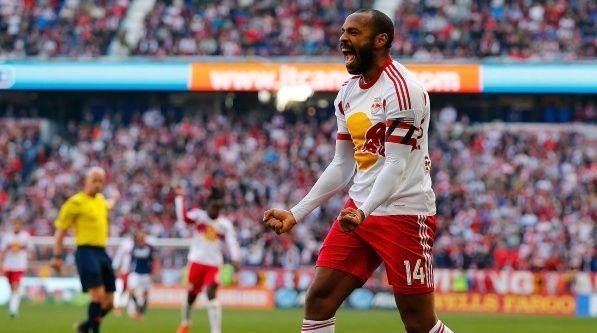 Henry celebrating a goal with the New York Red Bulls.