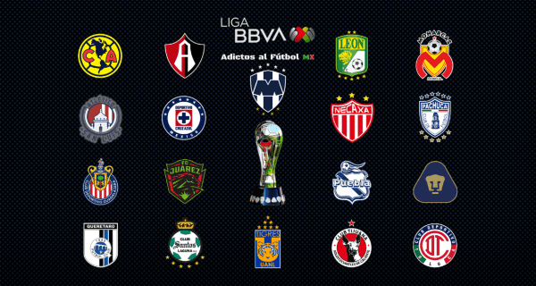 Los 18 equipos de la Liga MX.