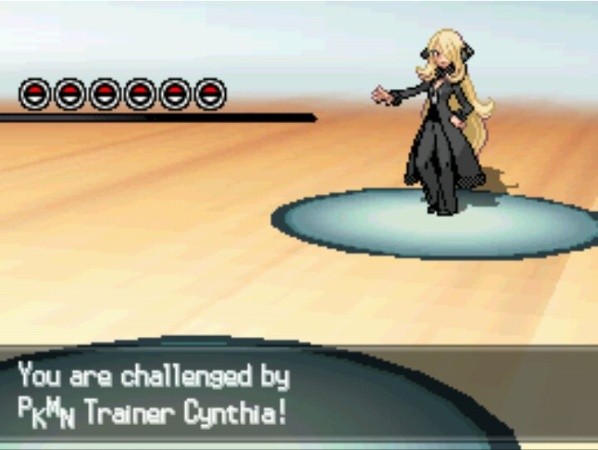 Cynthia era la campeona de la región, con Garchomp como principal Pokémon.