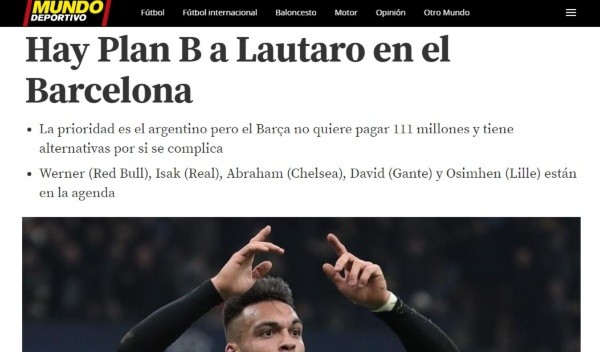 La información de 'Mundo Deportivo'.