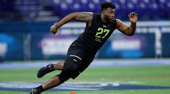 Jones working out at the NFL combine.