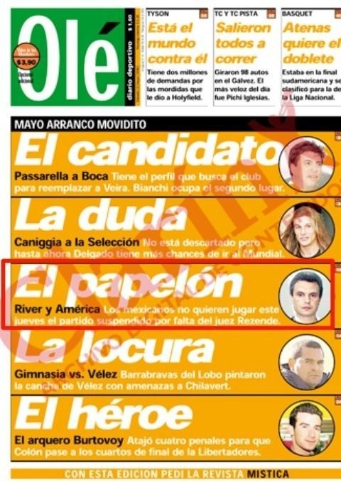 Así titulaba Olé, el diario deportivo más importante de Argentina.