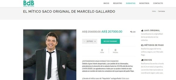 La subasta del saco autografiado de Gallardo.