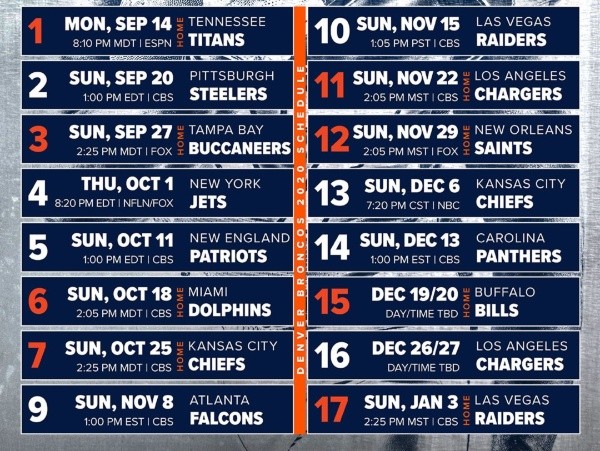 Calendario de los Broncos