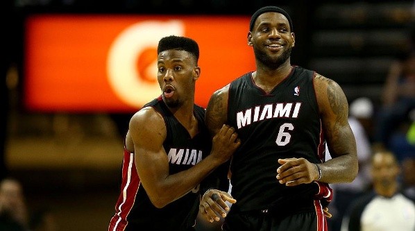 Norris Cole (left) with LeBron  - Getty