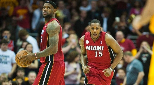 Chalmers in action with LeBron - Getty