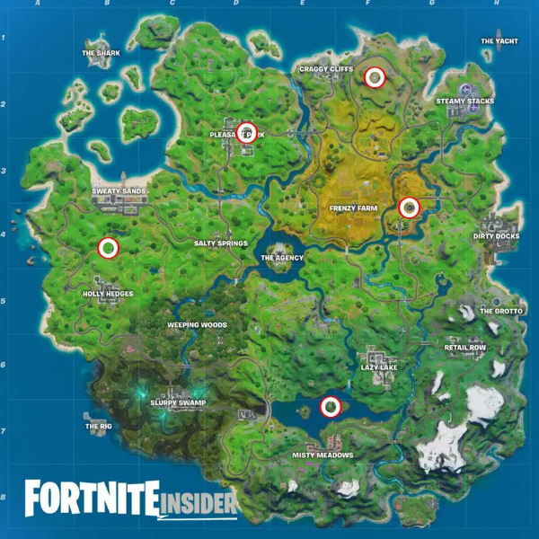 Mapa tomado de Fortnite Insider.