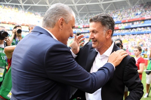 Juan Carlos Osorio y Tite antes del México vs. Brasil del 2018 (Foto: Getty)