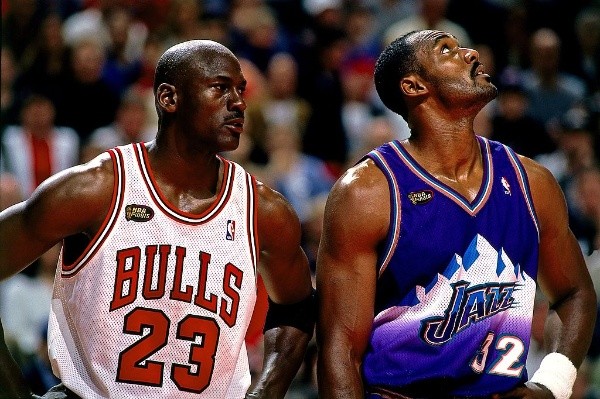 Michael Jordan y Karl Malone. Foto: Getty.