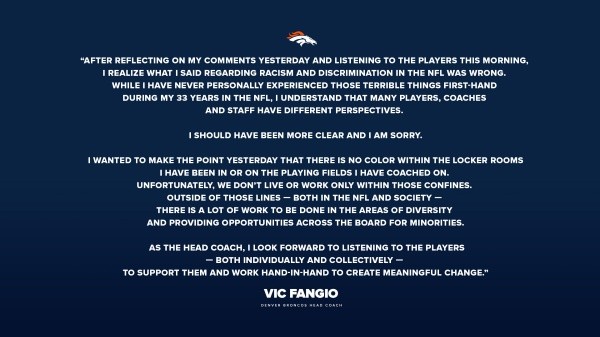 El comunicado de los Broncos y Vic Fangio (Foto: @Broncos)