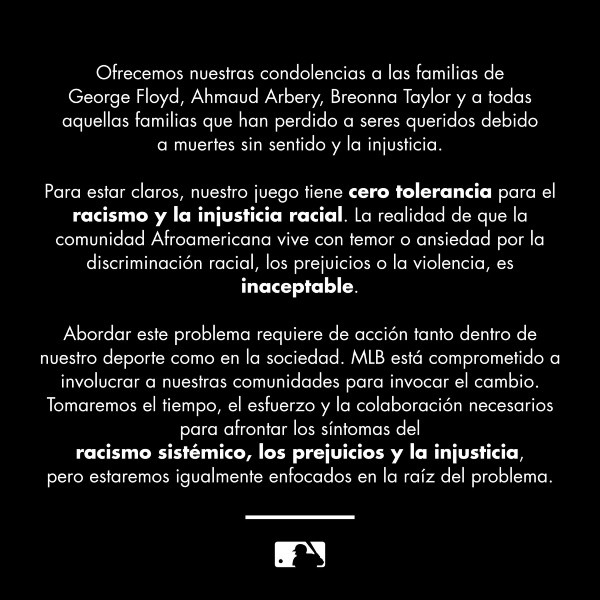 El comunicado oficial de la MLB (Foto: @LasMayores)