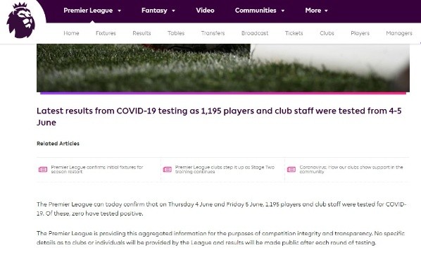 La información fue confirmada en el sitio web de la Premier League.