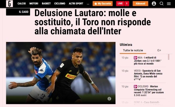 La publicación de 'La Gazzetta dello Sport'.
