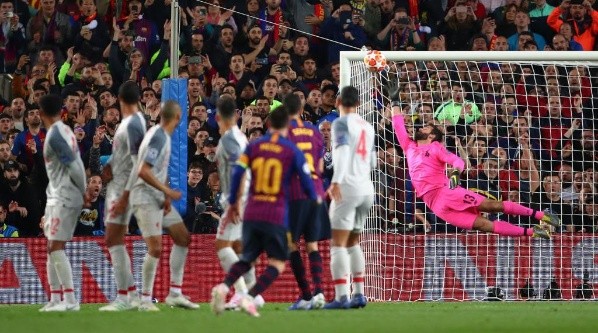 Messi scored an incredible free kick goal against Liverpool (Getty).