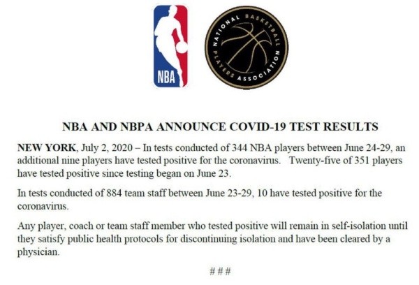 El comunicado oficial (@NBA)