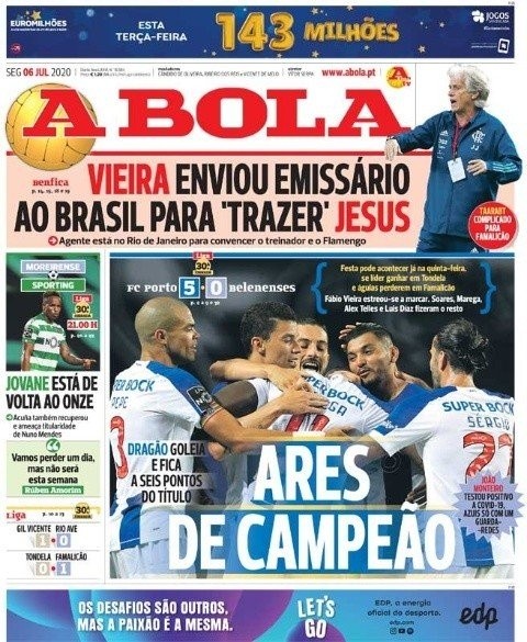 Así lo grafican los medios portugueses.