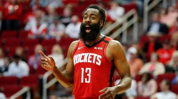 Harden is leading the league with 34.4 points per game. (Getty)