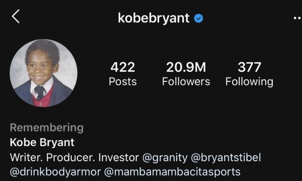El detalle en el perfil de Kobe (Instagram)