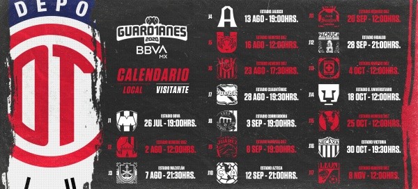 Calendario de los Diablos Rojos (@TolucaFC)