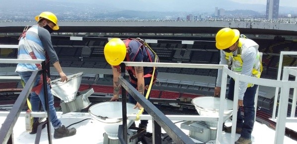 Trabajos de remodelación en el Estadio Azteca. (Estadio Azteca / Diario Récord)