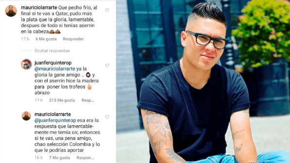 El comentario y la respuesta de Quintero. (Foto: Instagram)