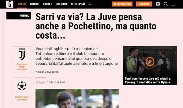 La información de 'La Gazzetta dello Sport'.