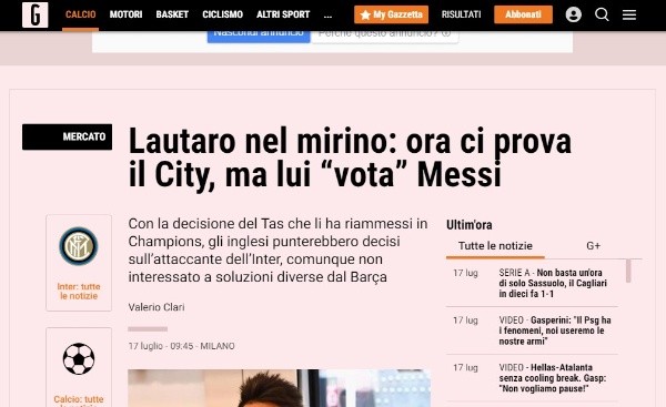 La información de &#039;La Gazzetta dello Sport&#039;.