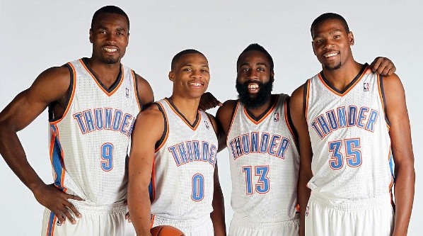 Russell Westbrook, Kevin Durant, James Harden & Serge Ibaka. (Getty)